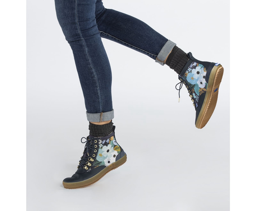 Botas Keds Mujer Azul Marino - Rifle Paper Co. Scout Water-Resistant Garden Party - 903-RHWSUT